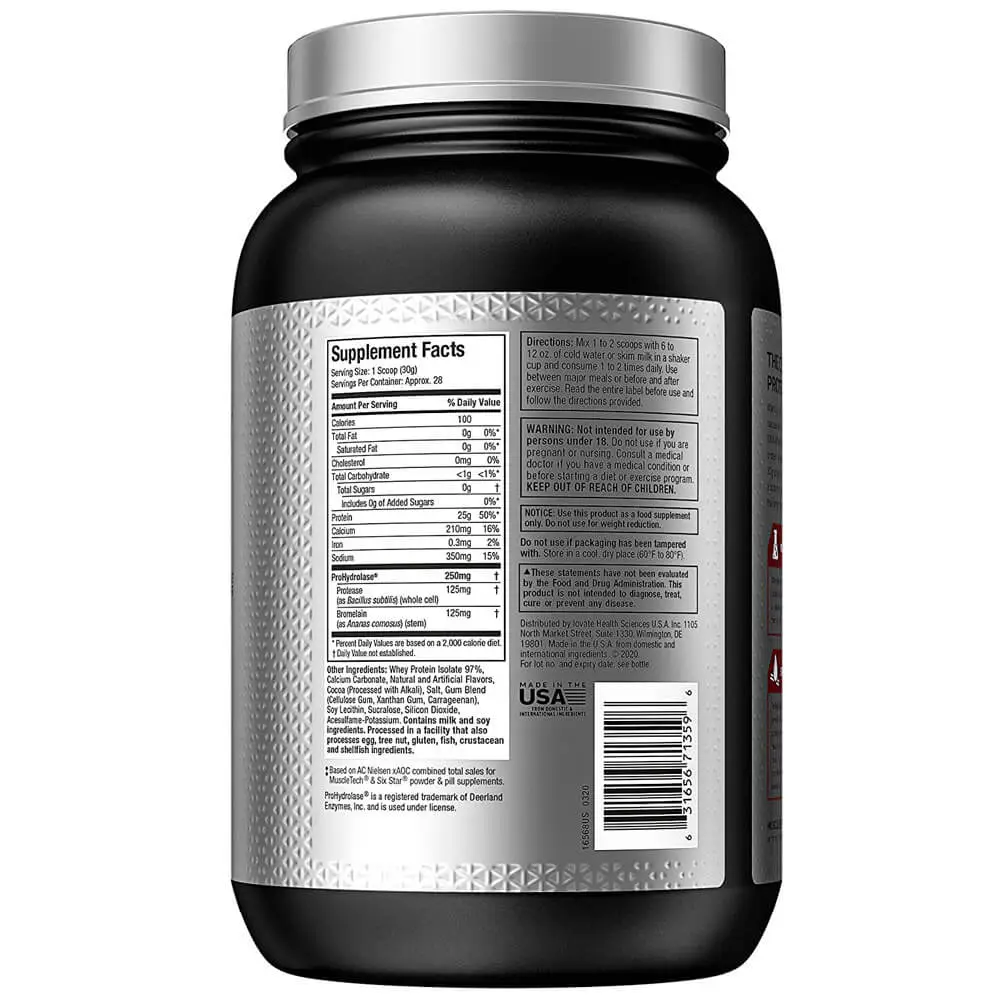 Muscletech Nitrotech Elite Whey Isolate 818g Facts