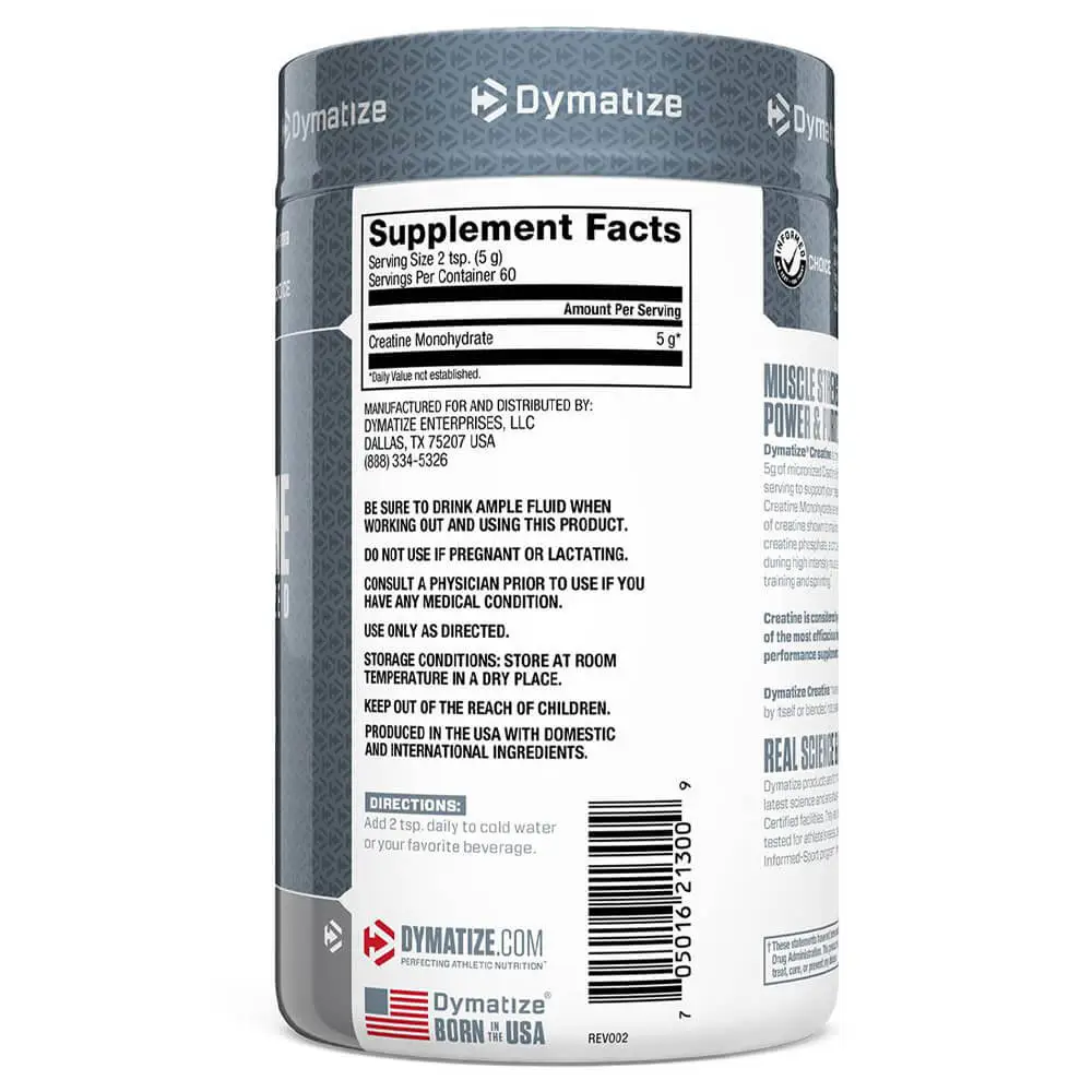 Dymatize Creatine Micronized 300g Facts
