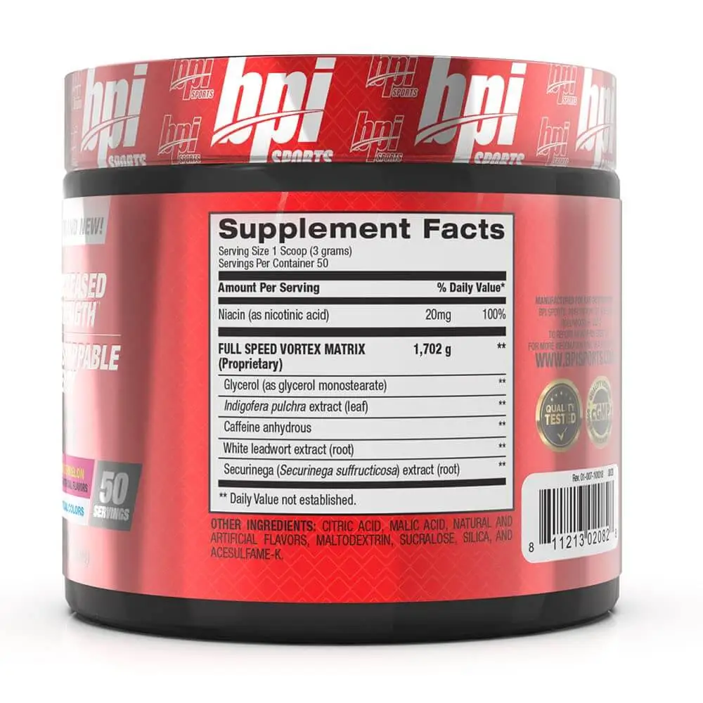 BPI 1 M.R Vortex Sour Watermelon 50 Servings Key Facts