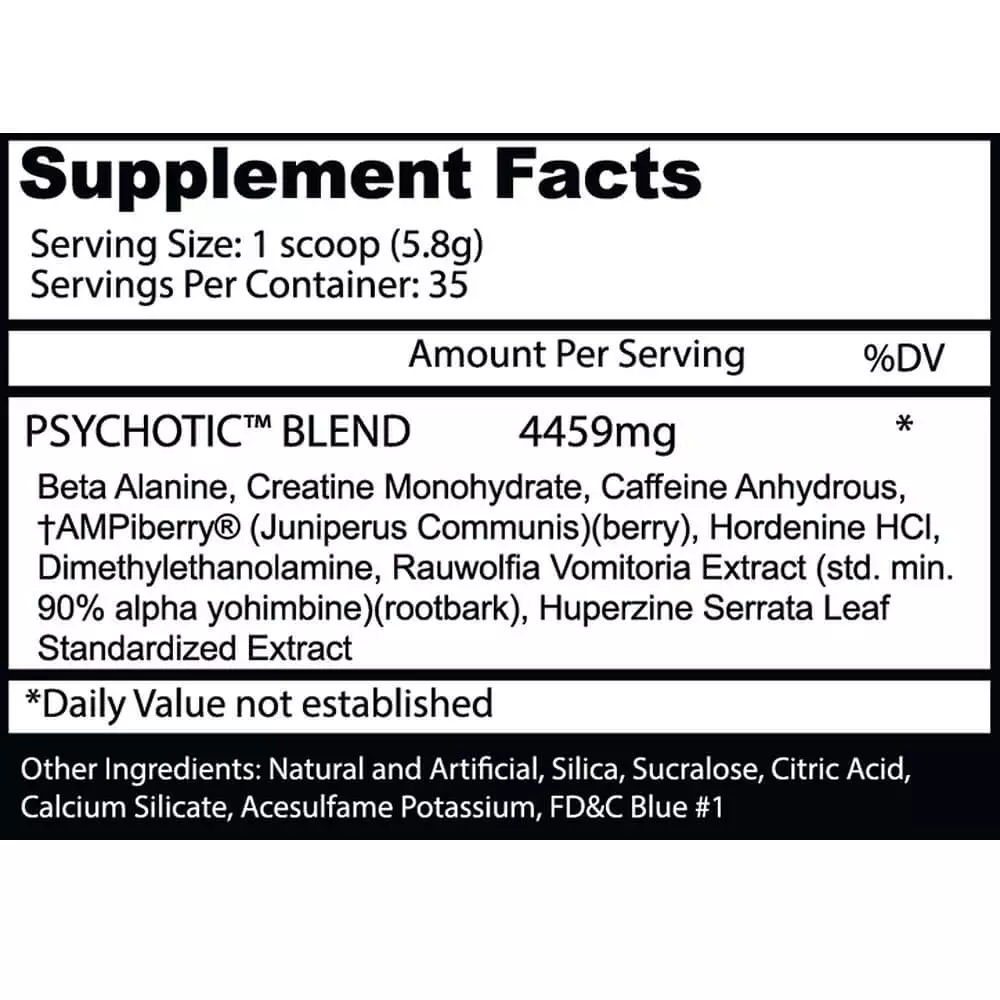 Psychotic Pre-Workout Fruit Punch Facts