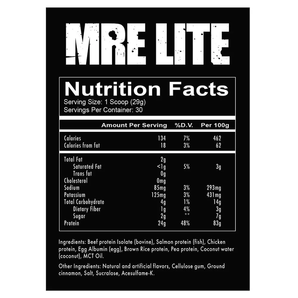 Redcon1 MRE Lite 870g Facts