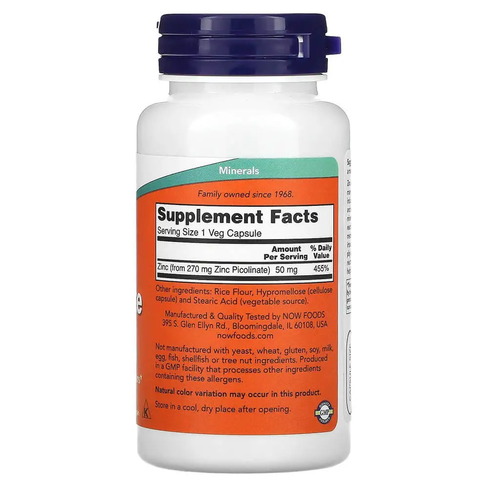 Now Zinc 50 mg Immune Support 250 Tablets Facts