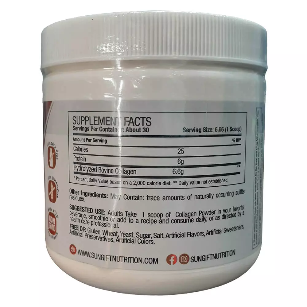 Sungift Collagen Unflavored 40 Servings 200g Facts