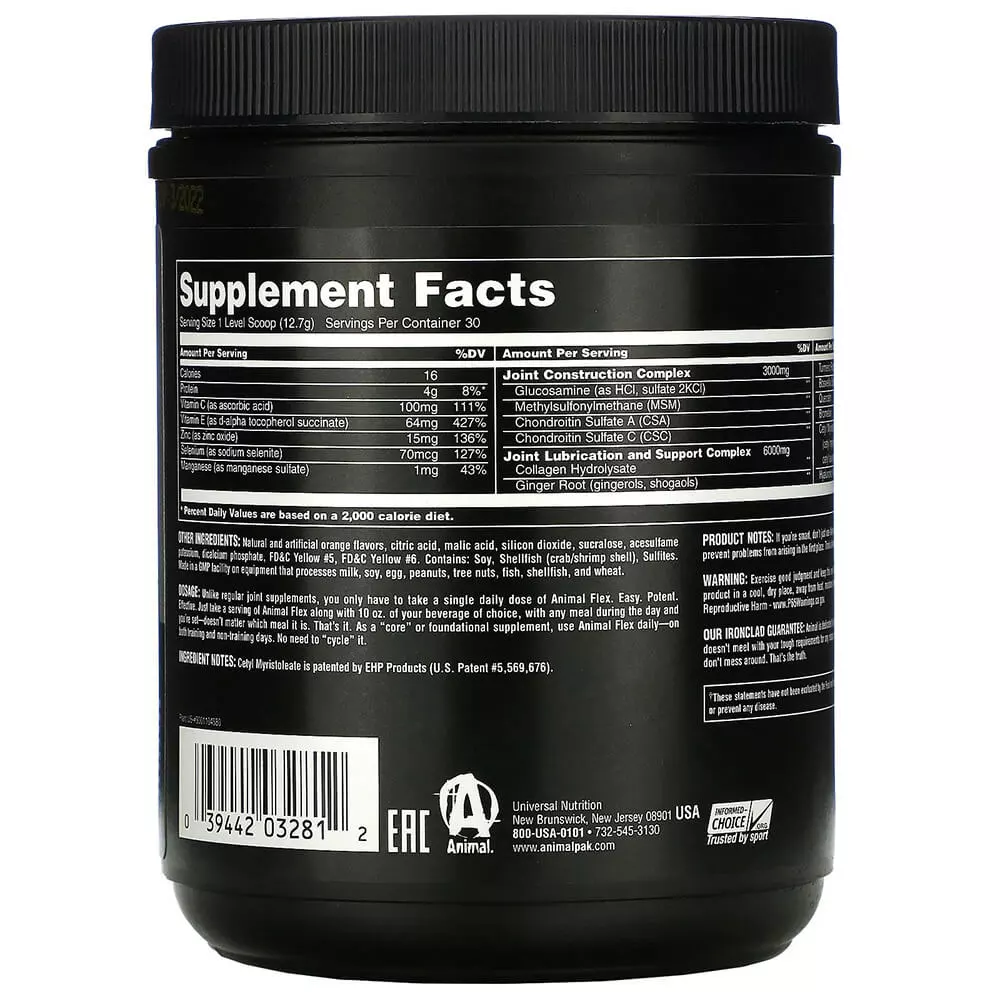 Animal Flex Joint Support Powder Orange 339g Facts