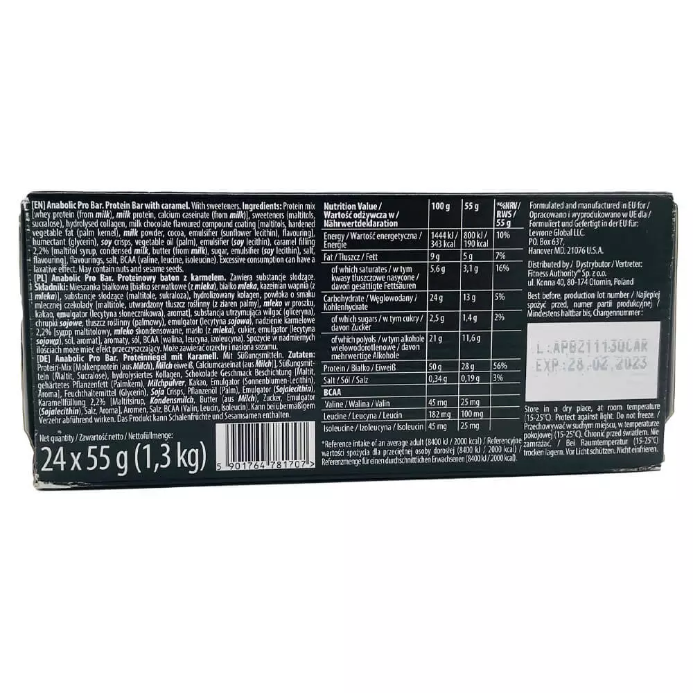 Kevin Levrone Anabolic Pro Bar Vanilla - Back