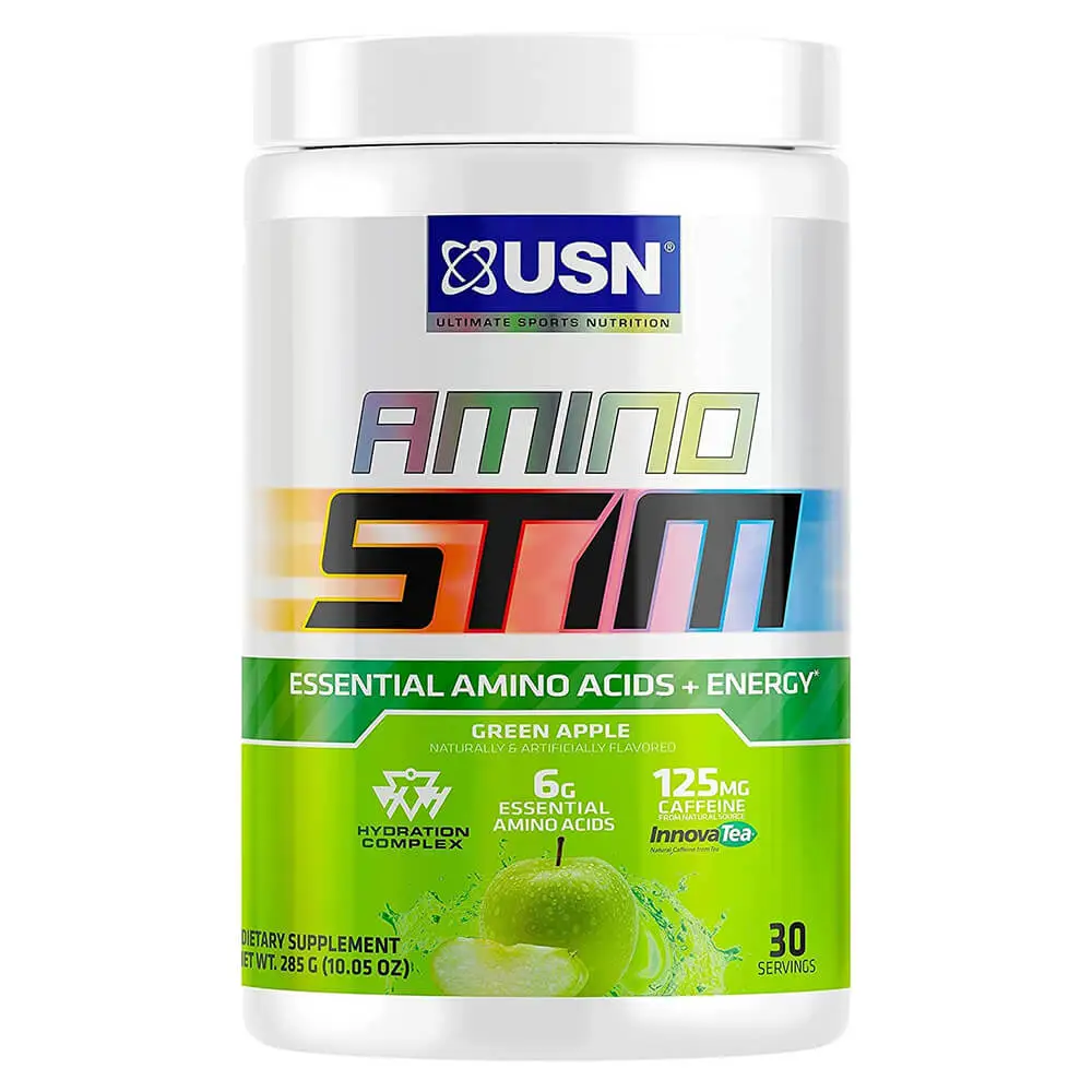 USN Amino Stim Essential Amino Energy, Green Apple Flavor, 285g, 30 Serving