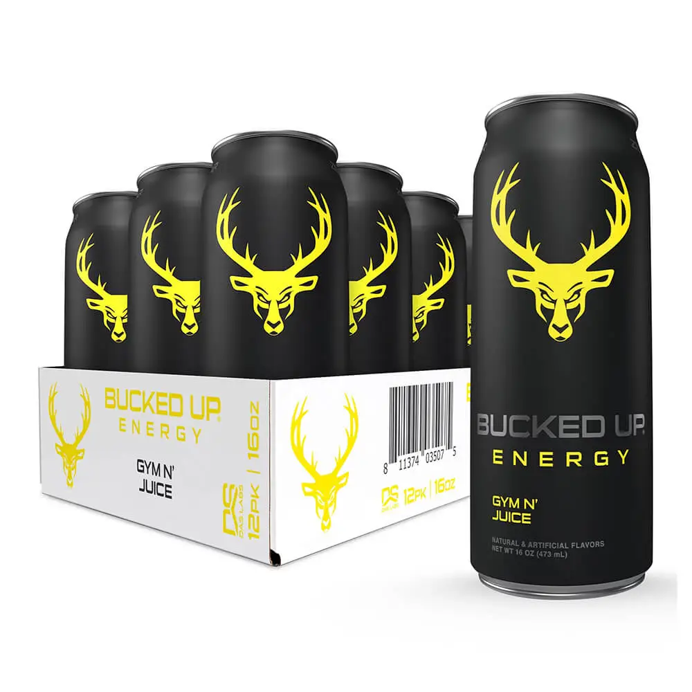 Bucked Up RTD Energy Drink 473 ml pack of 12, gym n juice