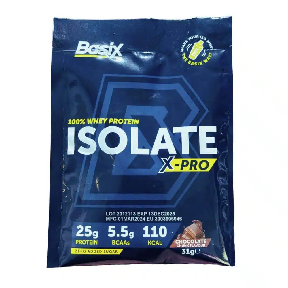 basix isolate x-pro whey protein chocolate chunk flavor