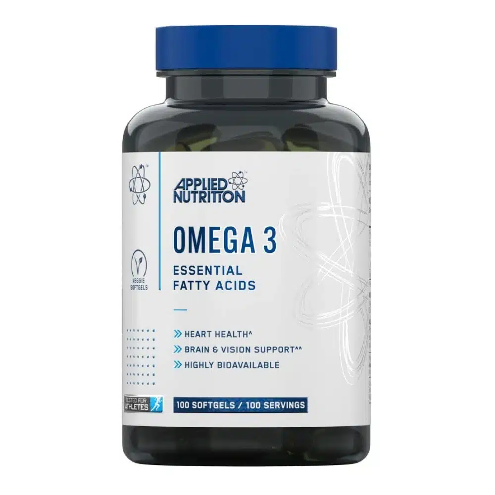Applied Nutrition Omega 3 100 Softgels Supplement for Heart, Brain & Joint Support