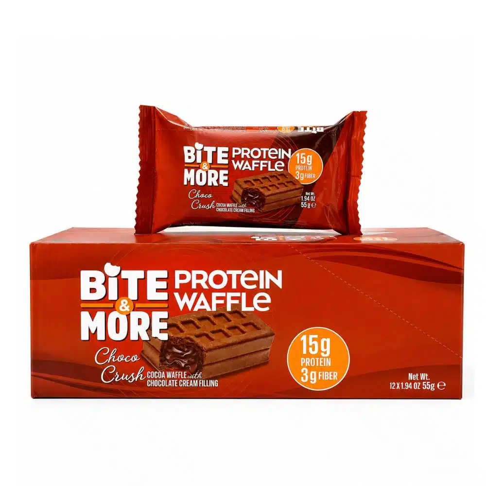 Bite & More Protein Waffle 12 PCS Box – High Protein Crispy Filled Wafers Snack - Image 3