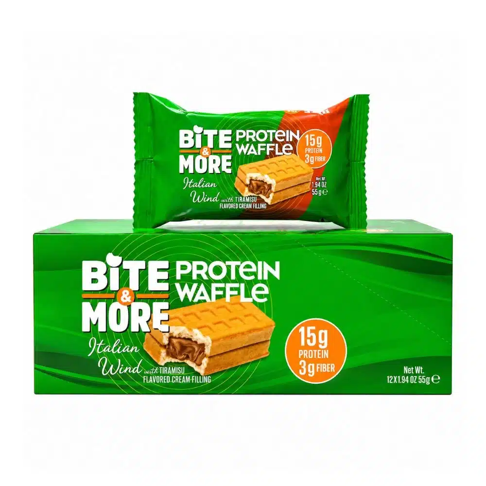 Bite & More Protein Waffle 12 PCS Box – High Protein Crispy Filled Wafers Snack
