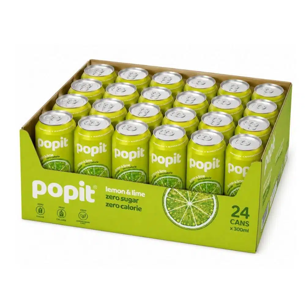 Popit Zero Sugar Zero Calorie Sparkling Drink 330ml Pack of 24