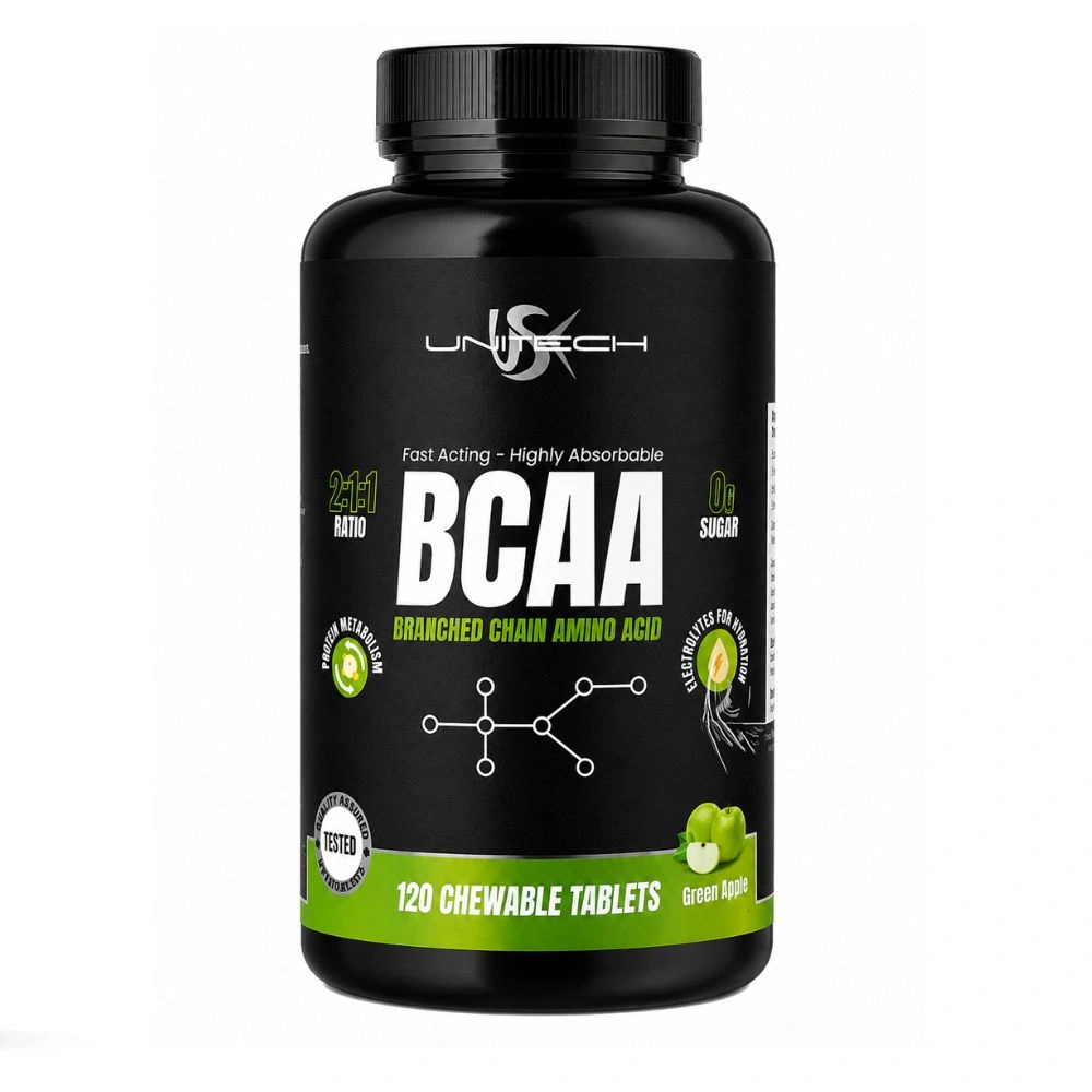 Unitech BCAA 120 Chewable Tablets Green Apple Flavor