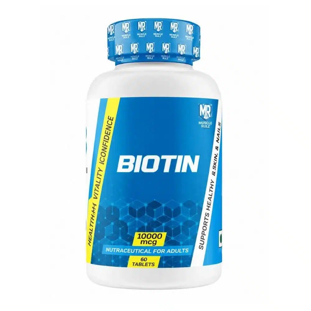 Muscle Rulz Biotin 10000 mcg – Healthy Hair, Skin & Nails Support | 60 Tablets