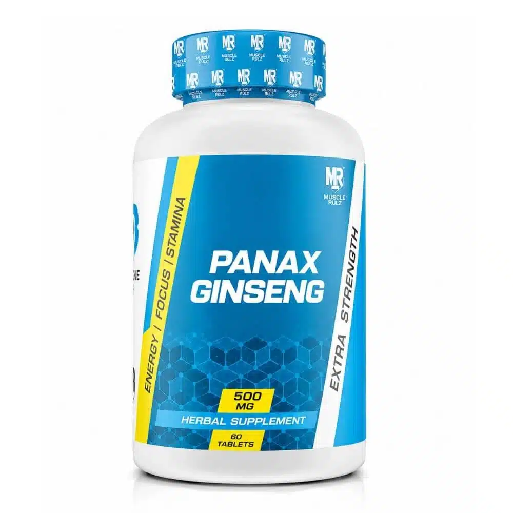 Muscle Rulz Panax Ginseng 500mg – Energy, Focus & Stamina Support | Herbal Supplement | 60 Tablets